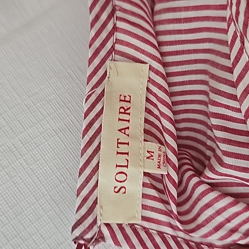Red Pinstripe Blouse M Solitaire - Picture 4 of 8